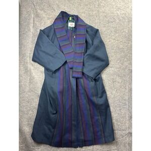 Avoca Collection Jacket Size M Irish Pure Wool Long Cape Coat Indigo Tweed Check